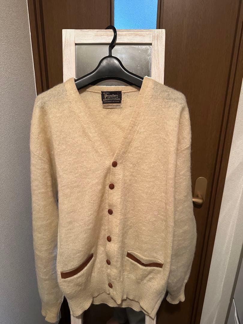 60s Sears モヘアカーディガン　毛足長　ポケット付き　エルボーパッチ付