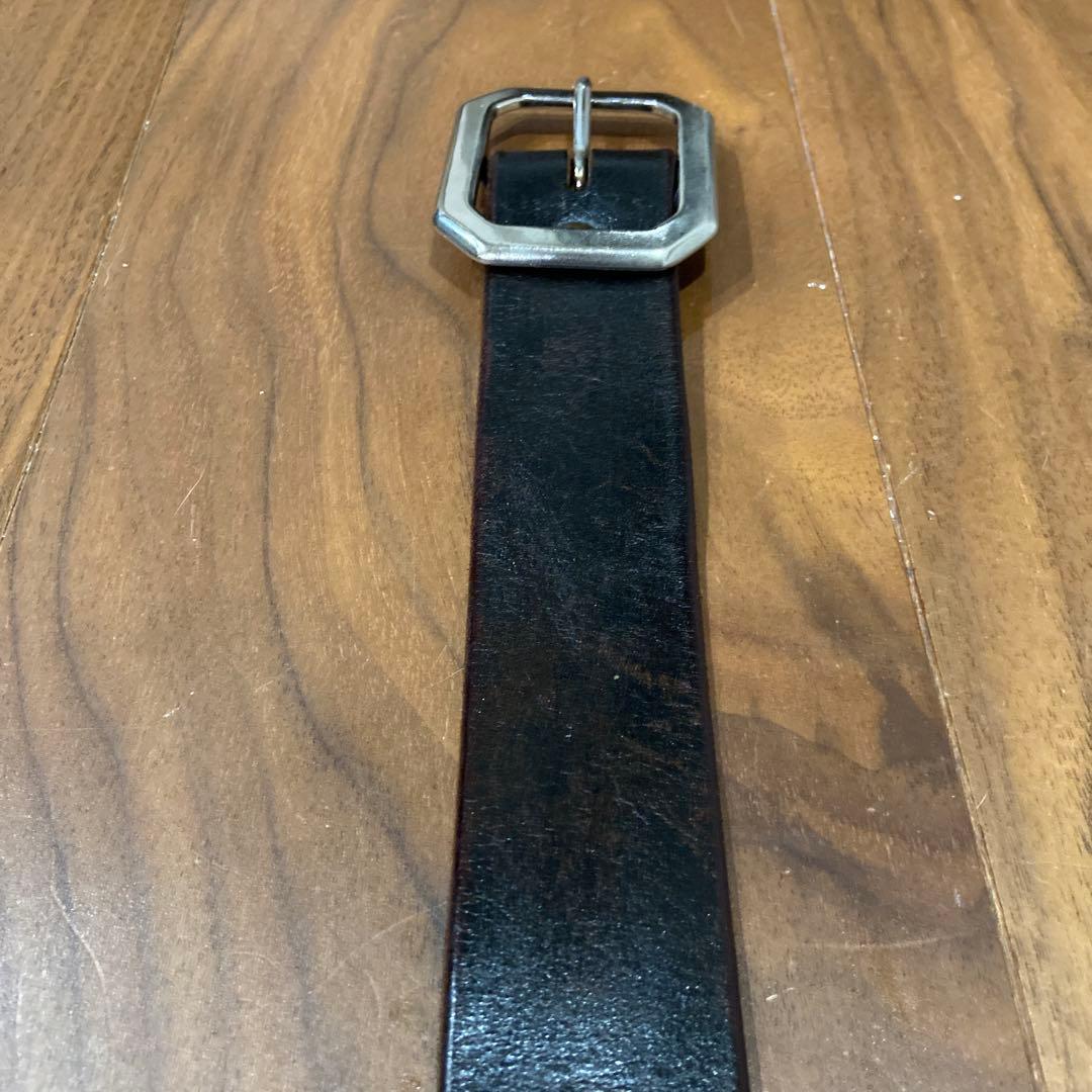 OLD STUD プレーンレザーベルト ブラックレザー 32inch HTC