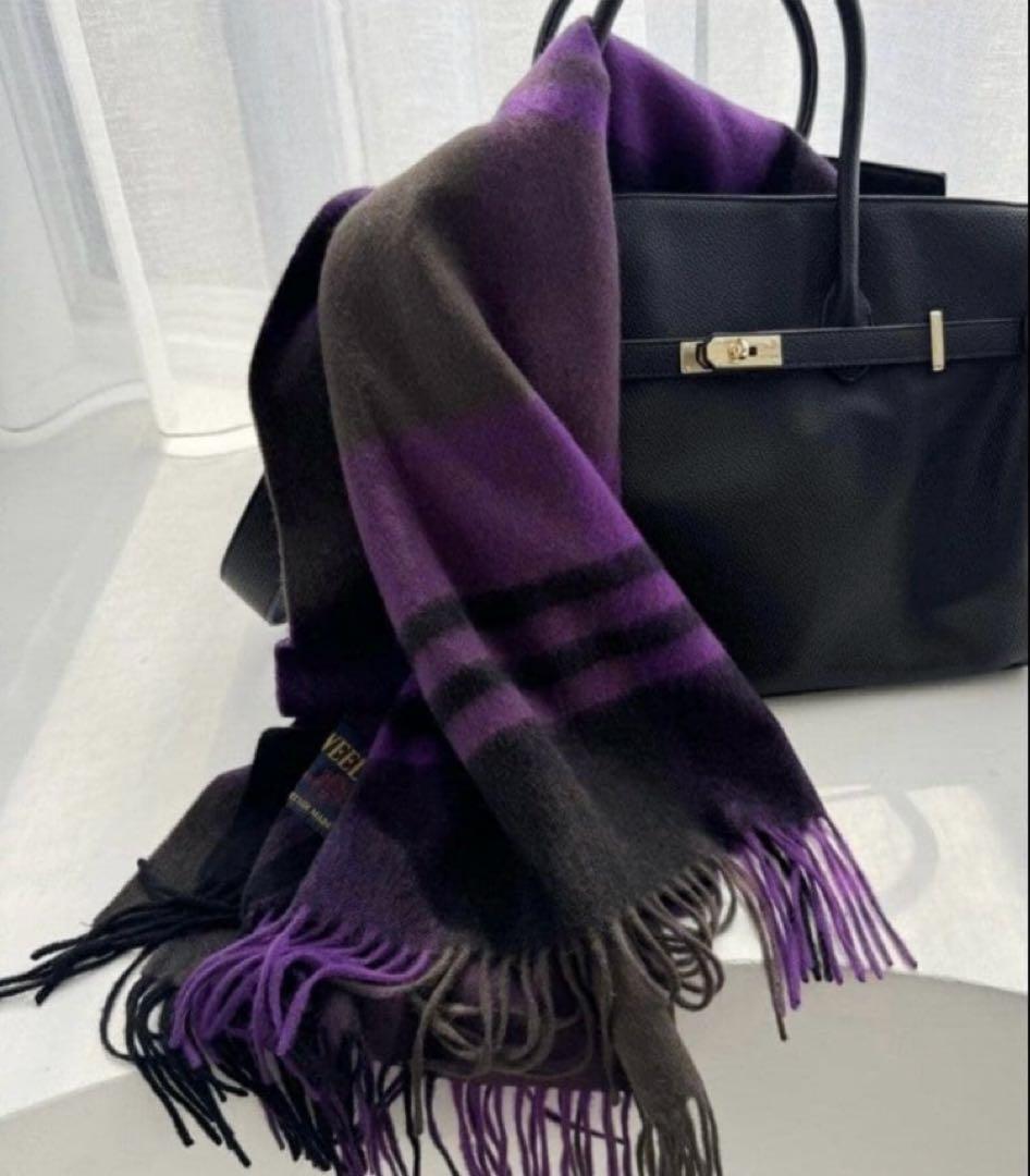 【新品】 relume tweed mill チェックストール パープル