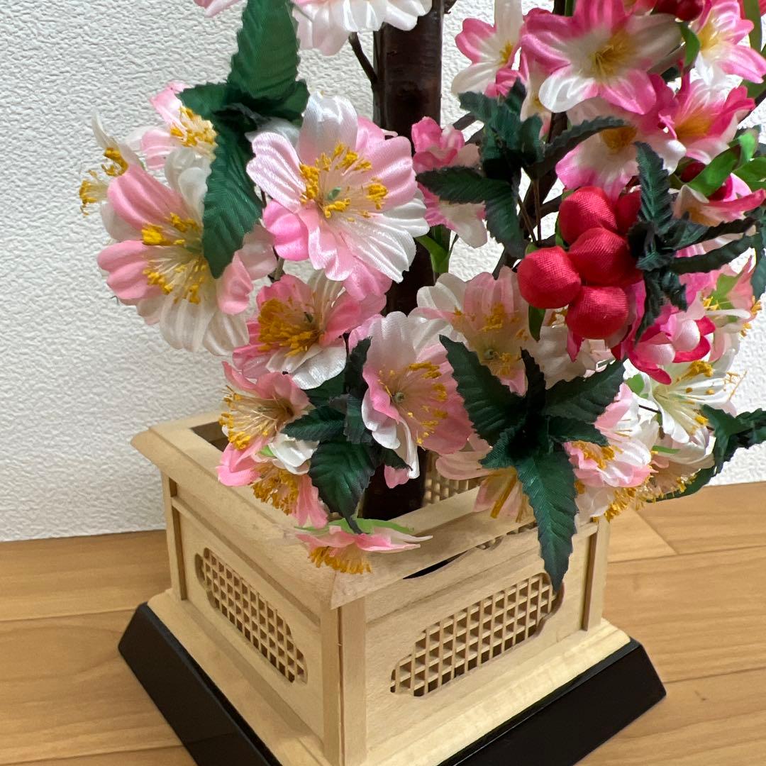雛人形　桃の節句　桜橘　自然木　　花　大