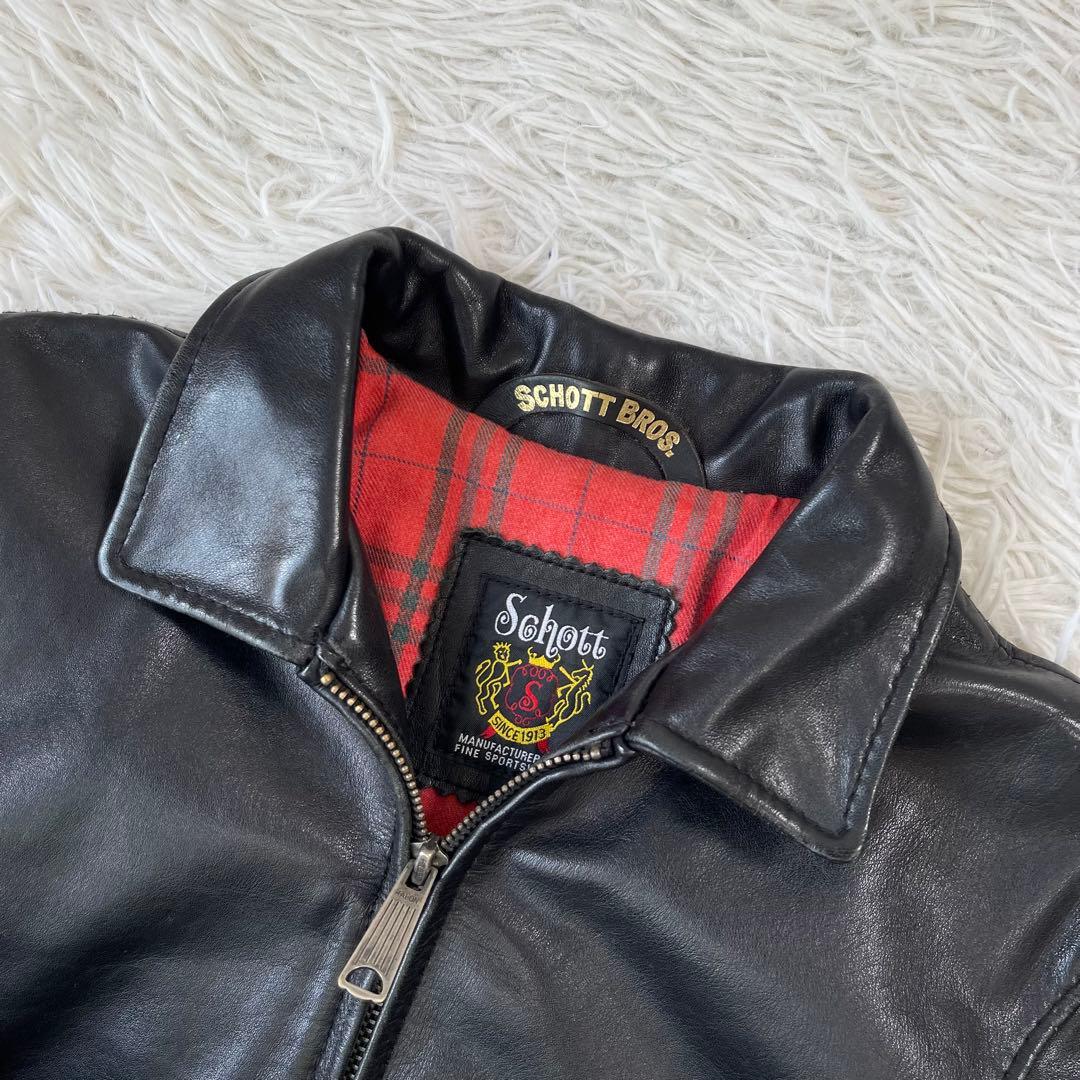 極美品✨ショット トラッカージャケット レザージャケット 牛革 チェック S