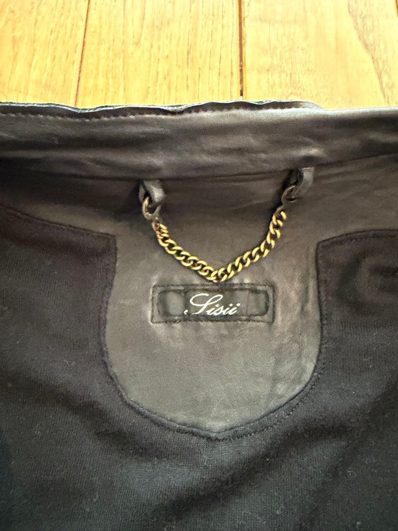 希少_ sisii レザージャケット ノーカラー ブラック 本革 M相当