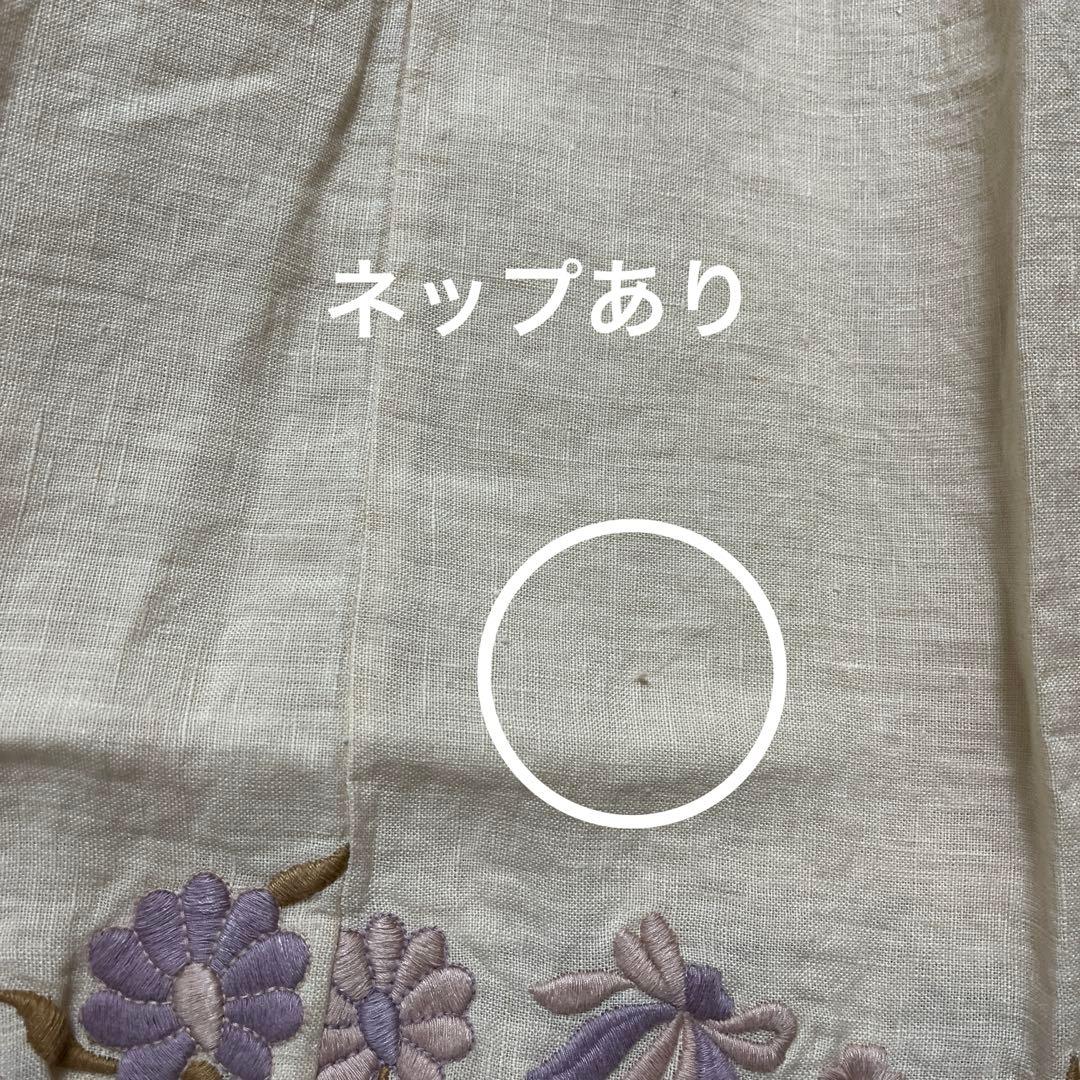 Apolina 花刺繍 半袖ワンピース　リネン　9-11Y