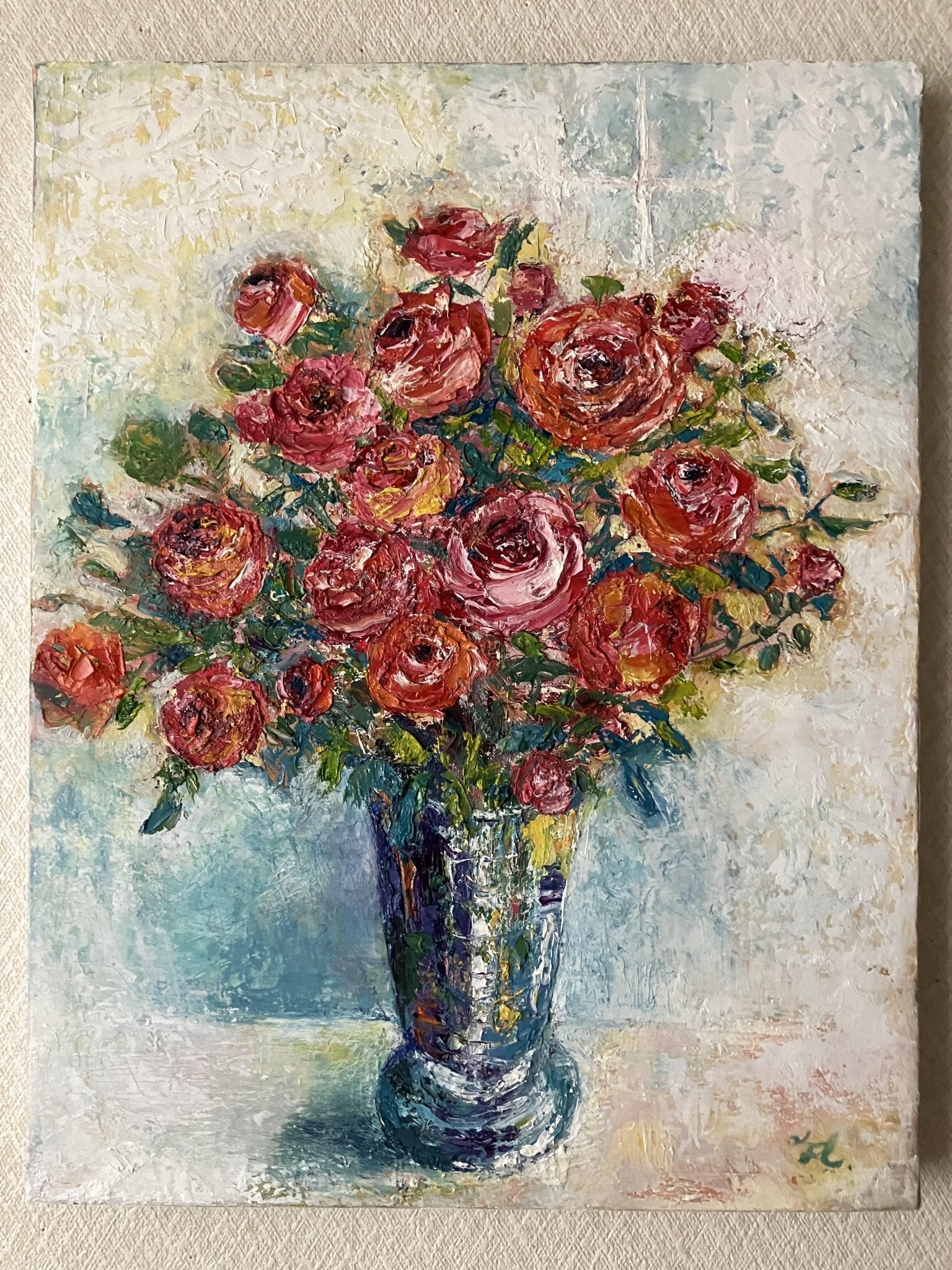 絵画の通販、購入ならFROM ARTIST/作品名：花瓶の薔薇/作家名：平田 智子