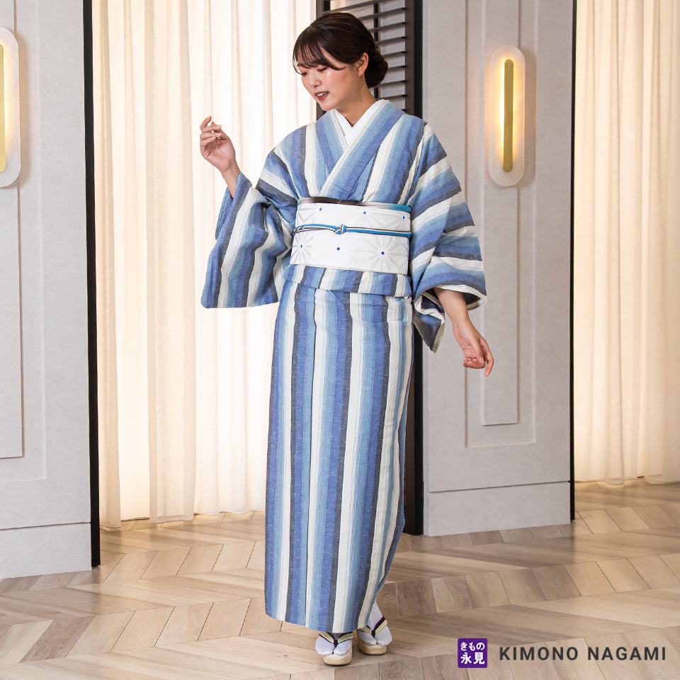 遠州綿紬│お仕立て上がり 遠州木綿 │フリーサイズ 紺藍から白の
