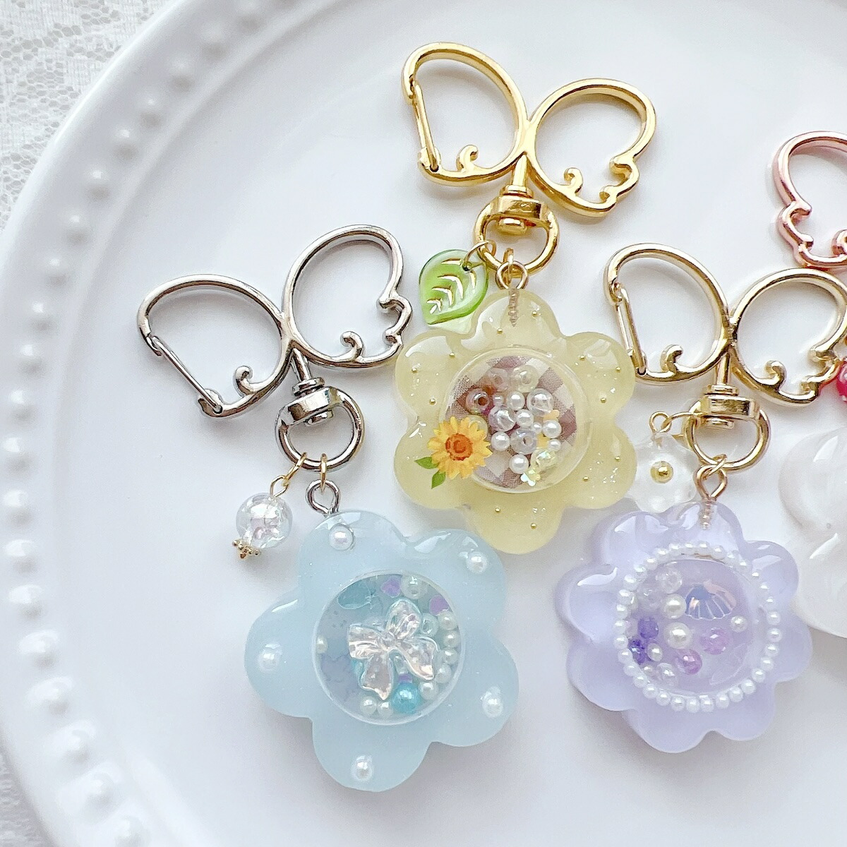 楽天市場】レジン シリコンモールド シャカシャカ キーホルダー お花