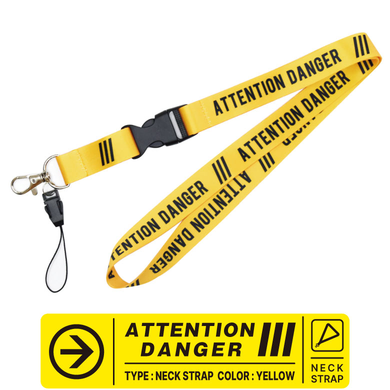 楽天市場】ATTENTION DANGER ネックストラップ 分離コネクタ ナスカン