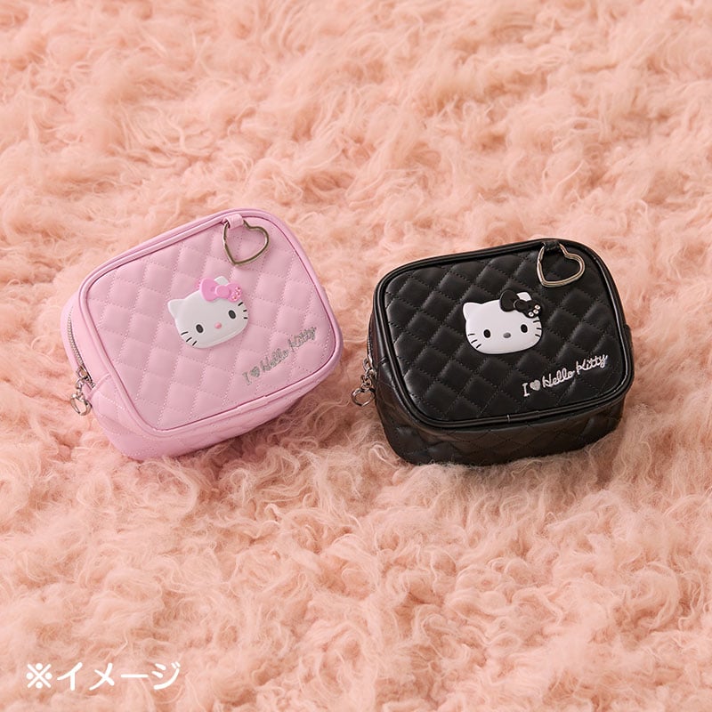 Hello Kitty Black Quilted Zipper Pouch (I Love Hello Kitty Series)
