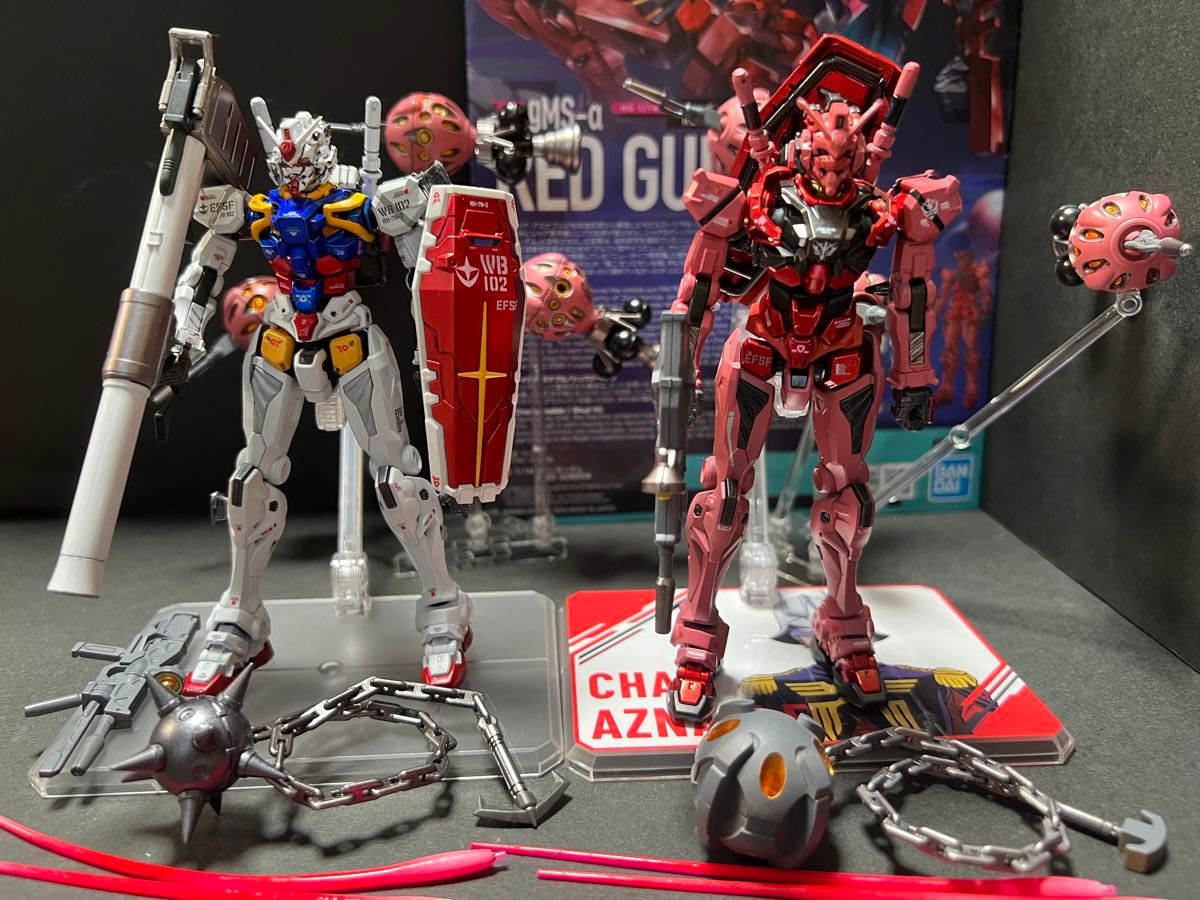 2機セット HG 赤いガンダム(ビット6基)白いガンダム全塗装 完成品