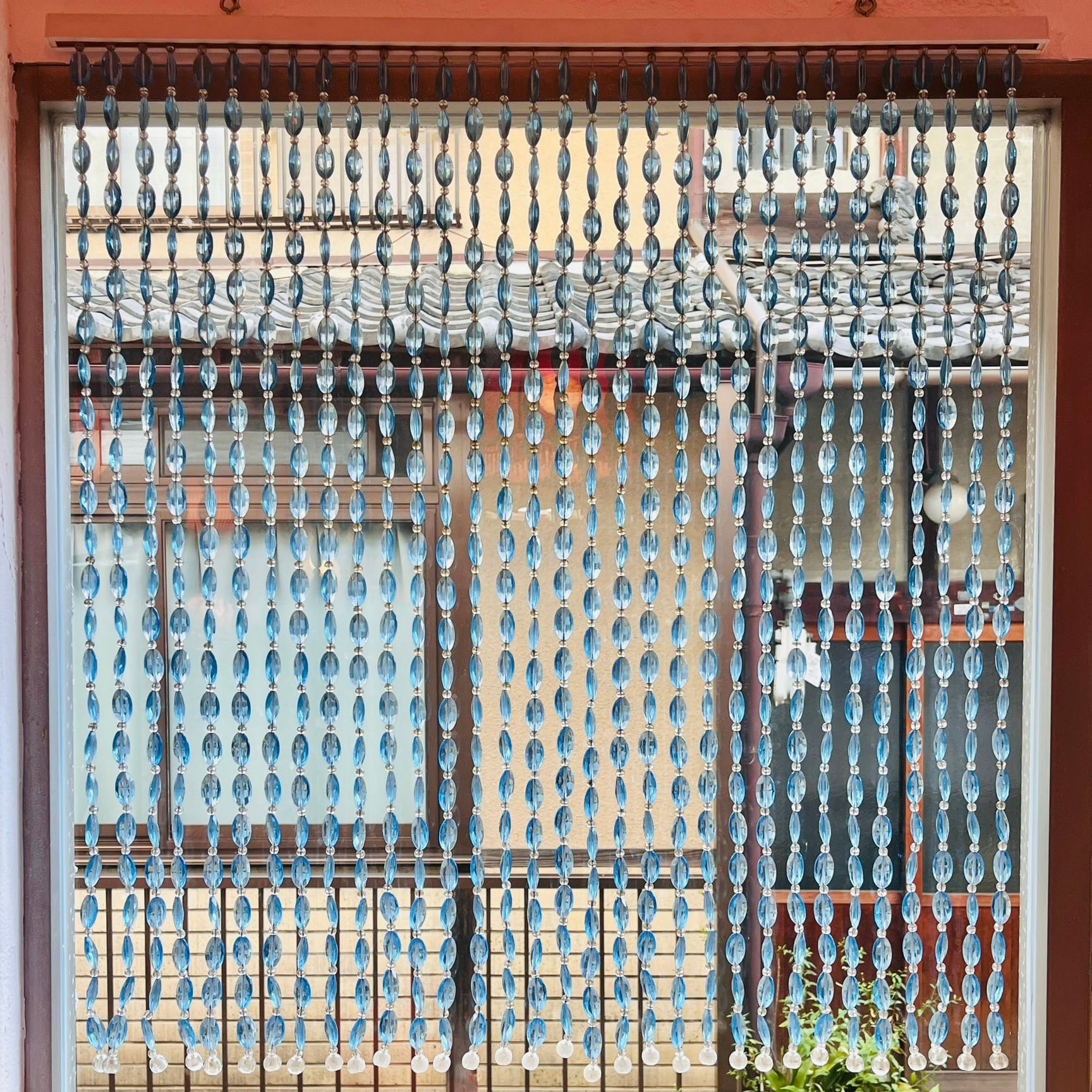 珠のれん 水色 ビーズのれん レトロ | 春眠雑貨店