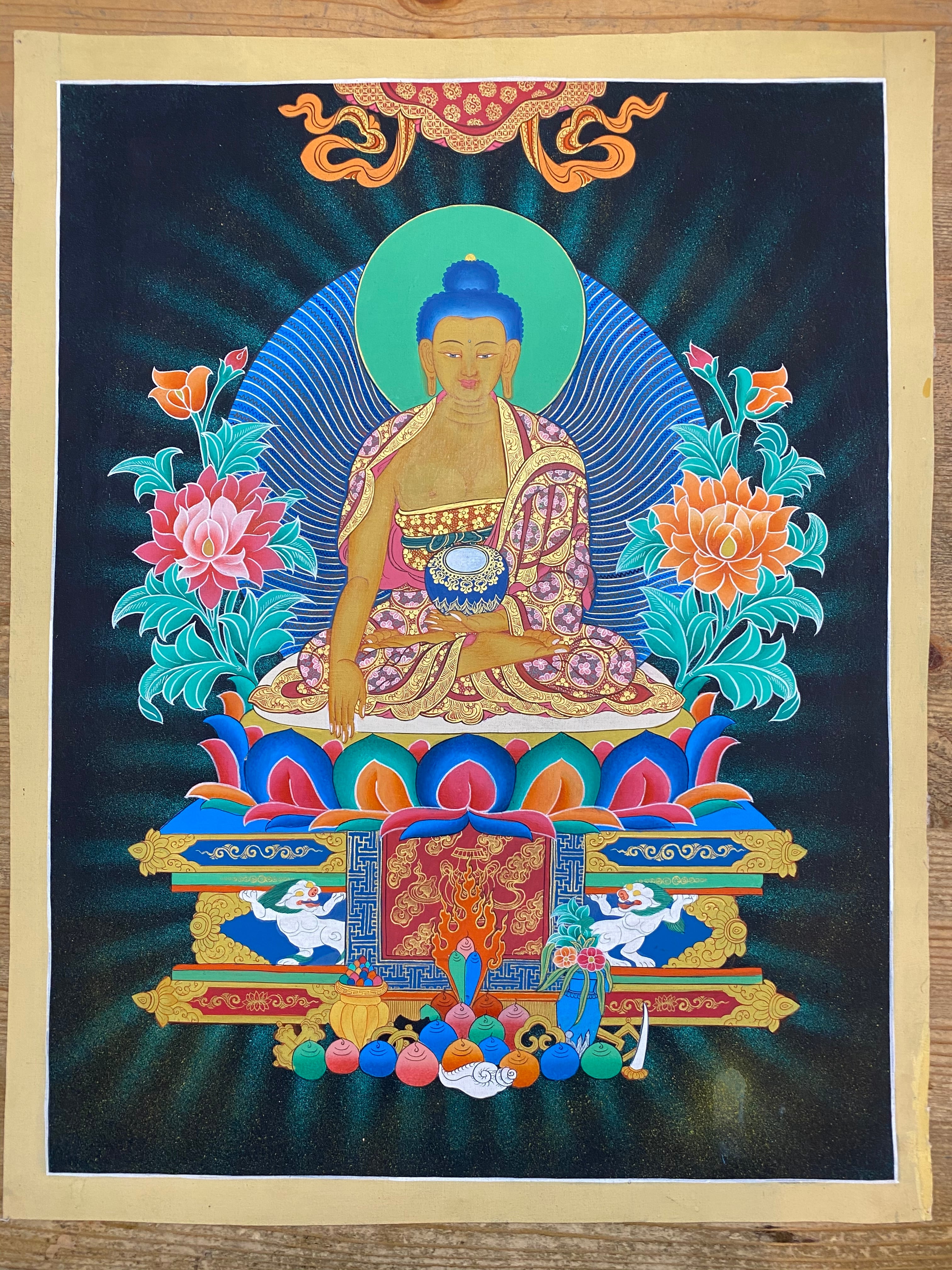 手描き仏画【釈迦如来】曼荼羅 仏陀 ネパールタンカ TA439 | 地球雑貨