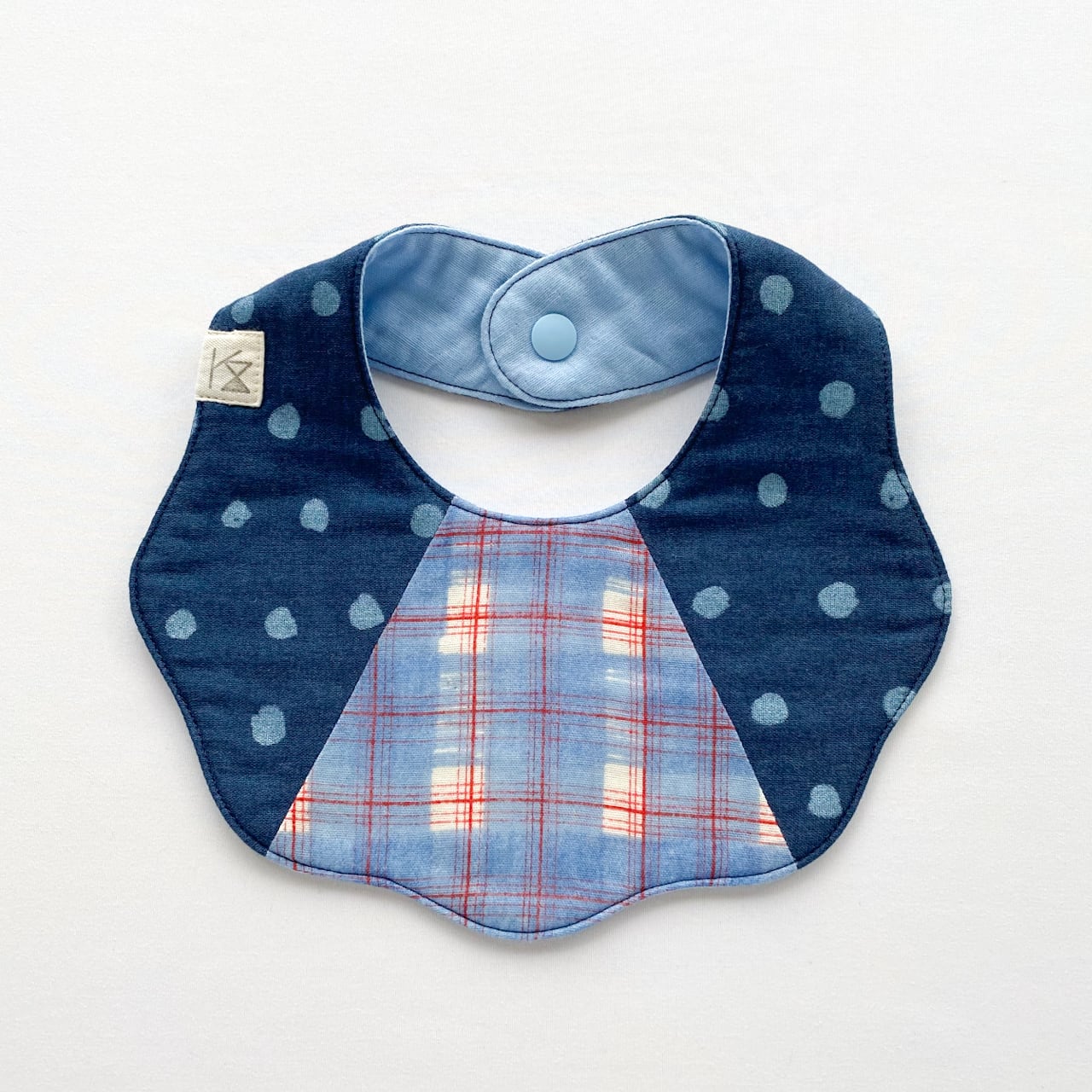 もくもくスタイ 水色チェック×紺ラメ水玉 | KZ plumpop