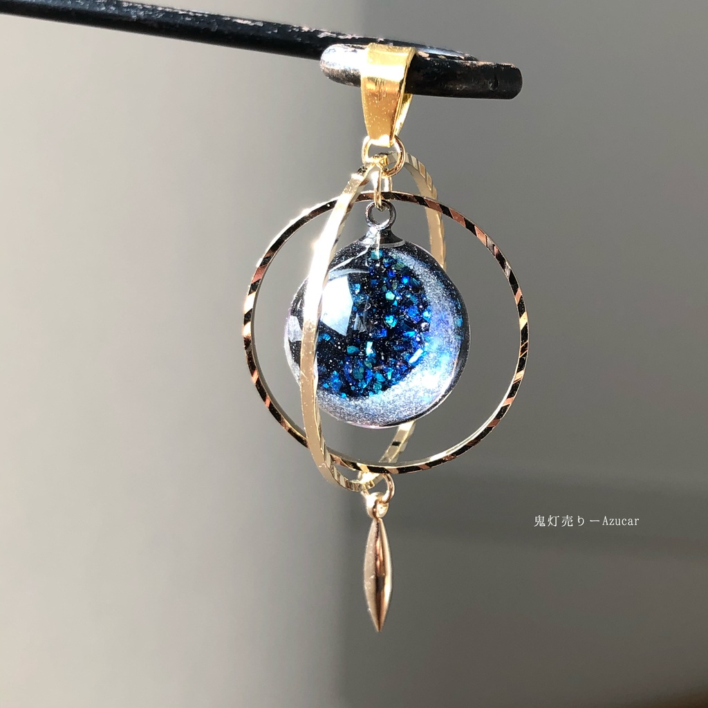 三日月サンセット 蓄光三日月 オルゴナイト 天然石 球体 宇宙 レジン