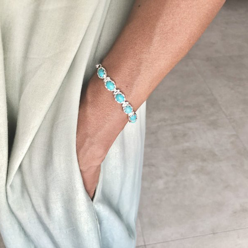 シルバー925ターコイズチェーンブレスレット【ARDANI energy jewelry