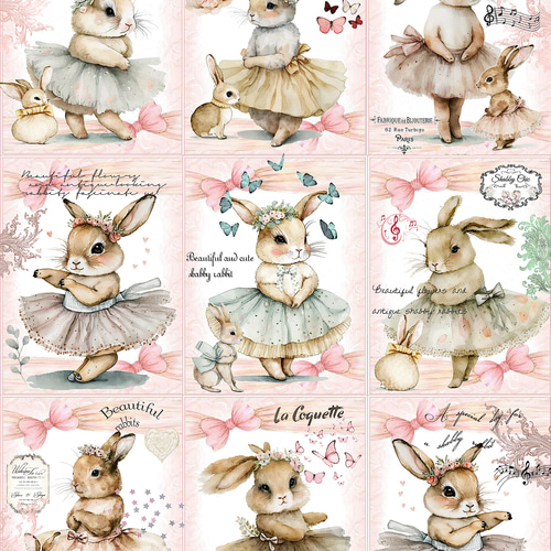 オリジナル 生地 ブロックデザイン ハンドメイド素材 クラフト ウサギ