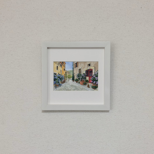 花の咲く路地04」透明水彩画 原画 風景画 ハガキサイズ 絵画 Oni 通販