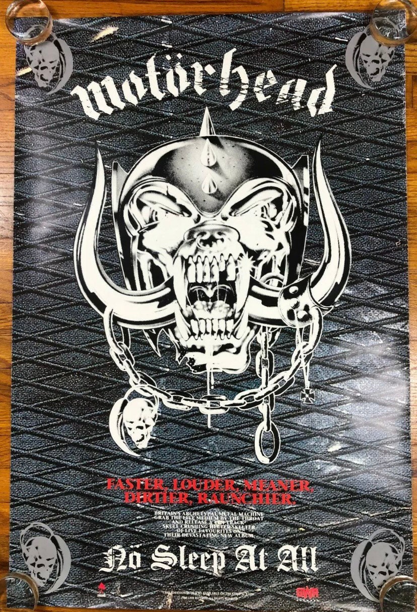 Motörhead 1988 Promo Poster Metal Heads Music Poster No Sleep at
