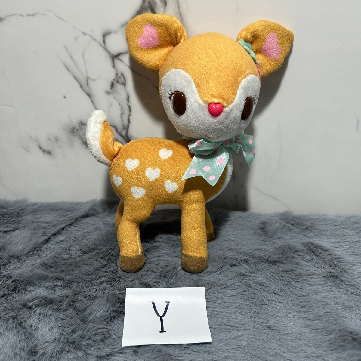 Sanrio Hummingmint Deer Brown Green Badge Heart Plush 7