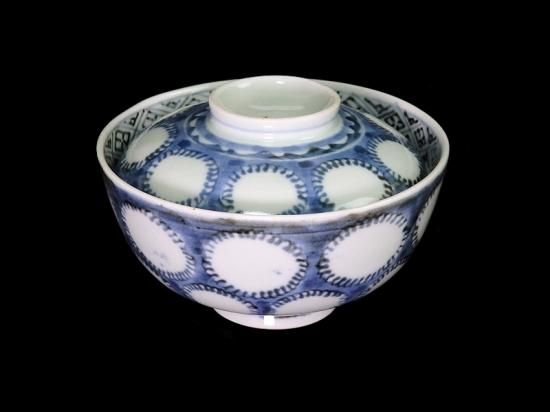 古伊万里 染付 雪輪紋図 蓋茶碗
