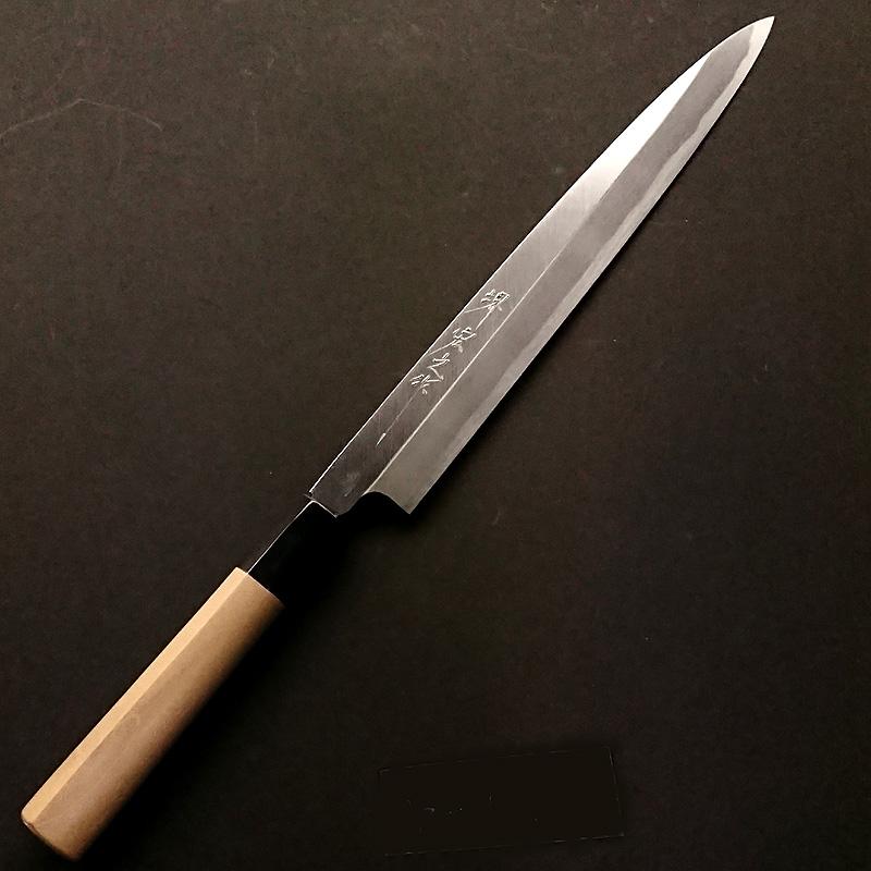 堺宏之作 白鋼 霞仕上げ 水牛桂柄 柳刃包丁 240mm(8寸)（刺身包丁