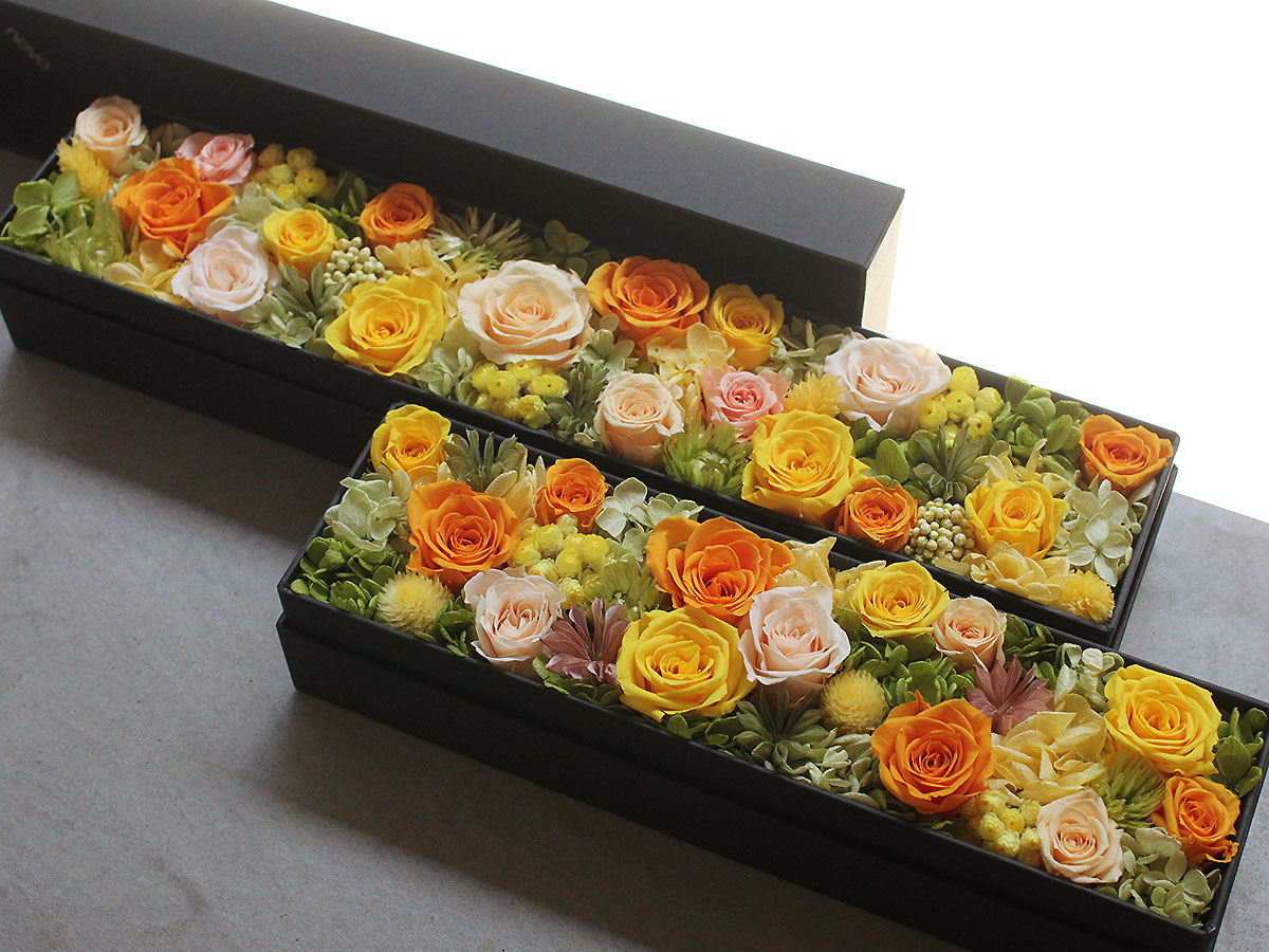 プリザーブドフラワー・ロングボックスアレンジメント 003 | すべての