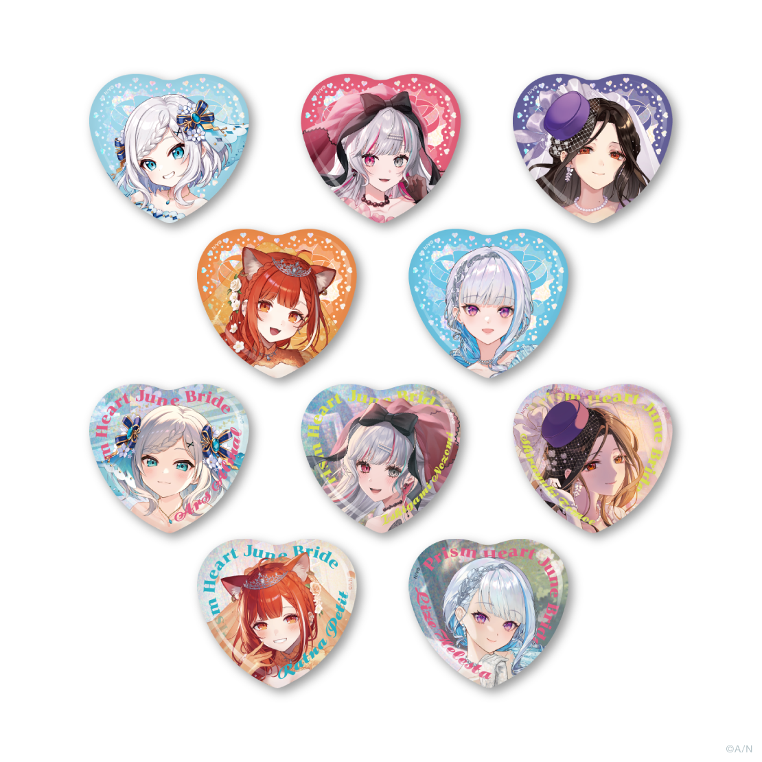 Prism Heart June Bride】ランダムハート型缶バッジ Bグループ｜にじ