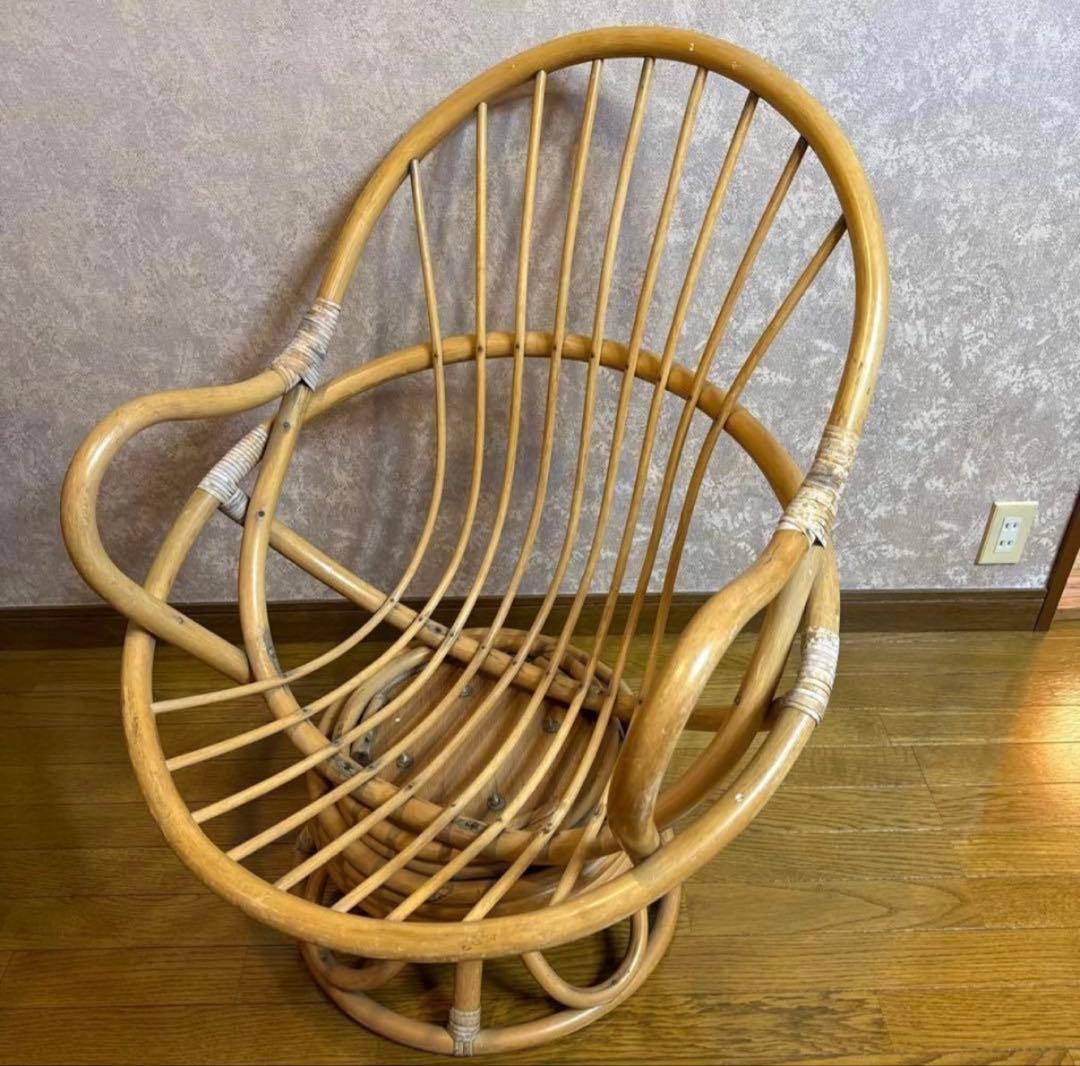ラタン アームチェア アンティーク 平成レトロ 昭和レトロ 家具 椅子 籐 ラタン アームチェア リビング 椅子 背もたれ 家具 レトロ