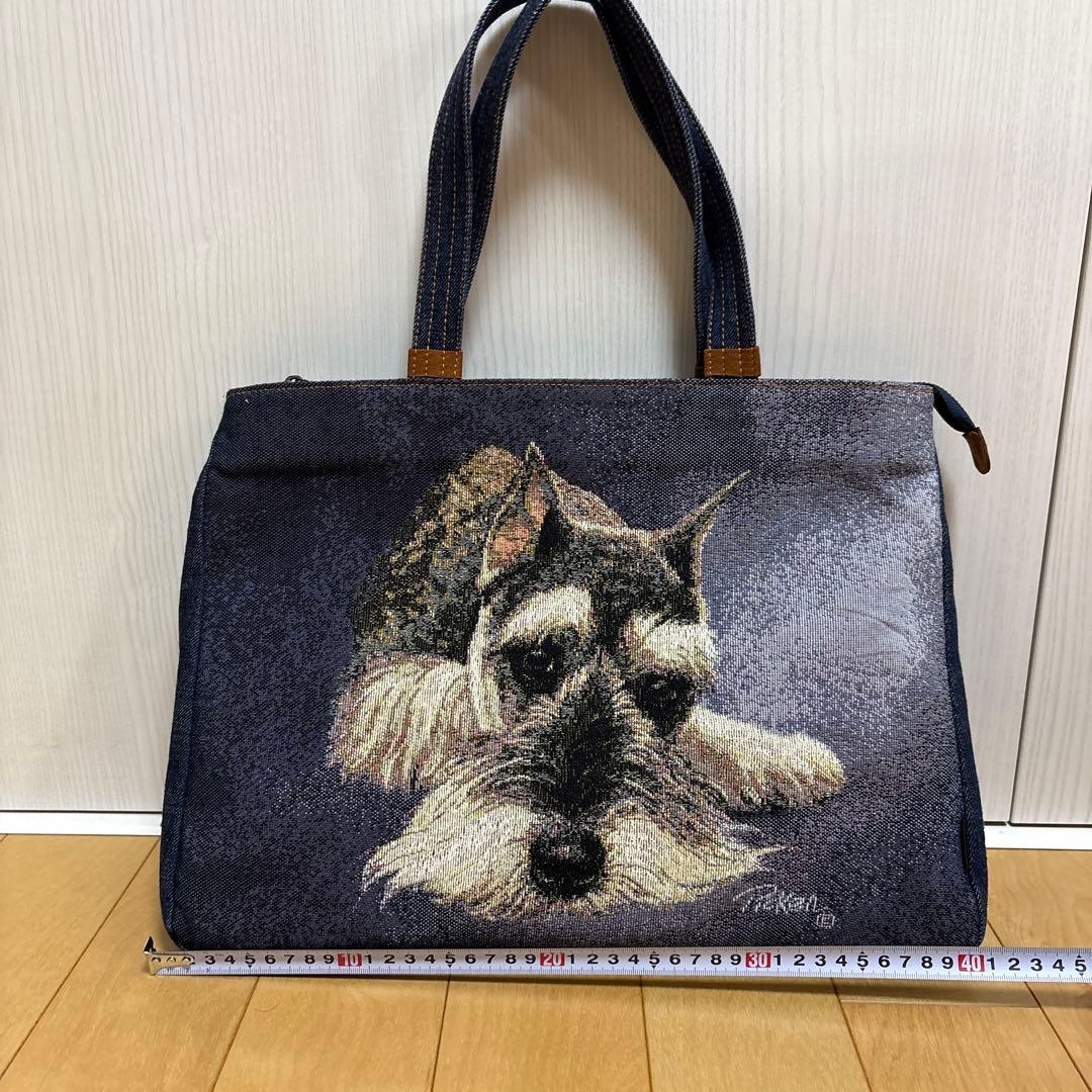 シュナウザー刺繍デニムトートバッグ ゴブラン織 シンクビー Think Bee