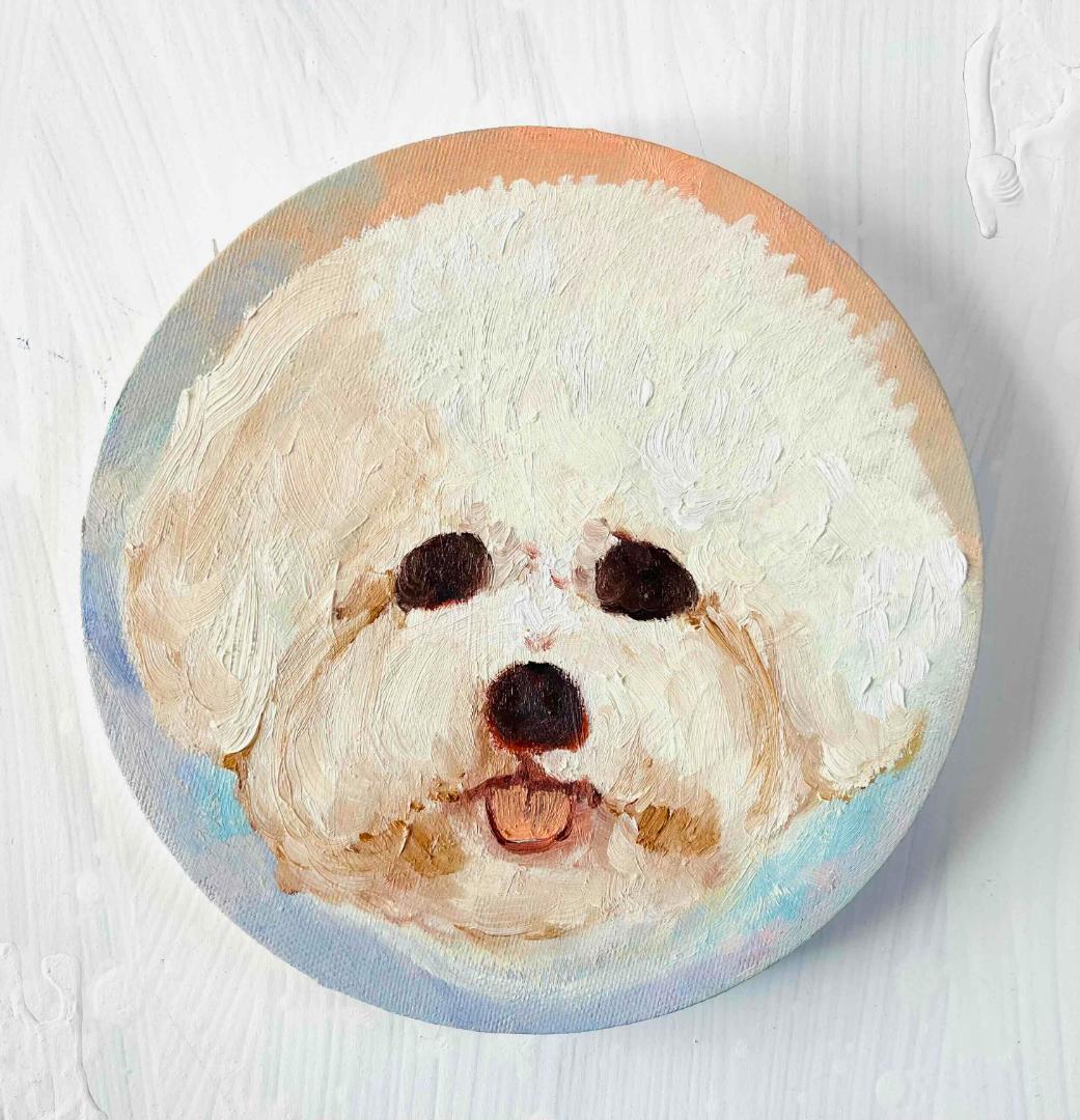 絵画 『ペロ』原画 油彩 直径20cm　犬　DOG 絵画 丸形アートパネル 楽天市場】アートパネル 犬 63×63cm 大型 動物 モダン 玄関 絵 壁