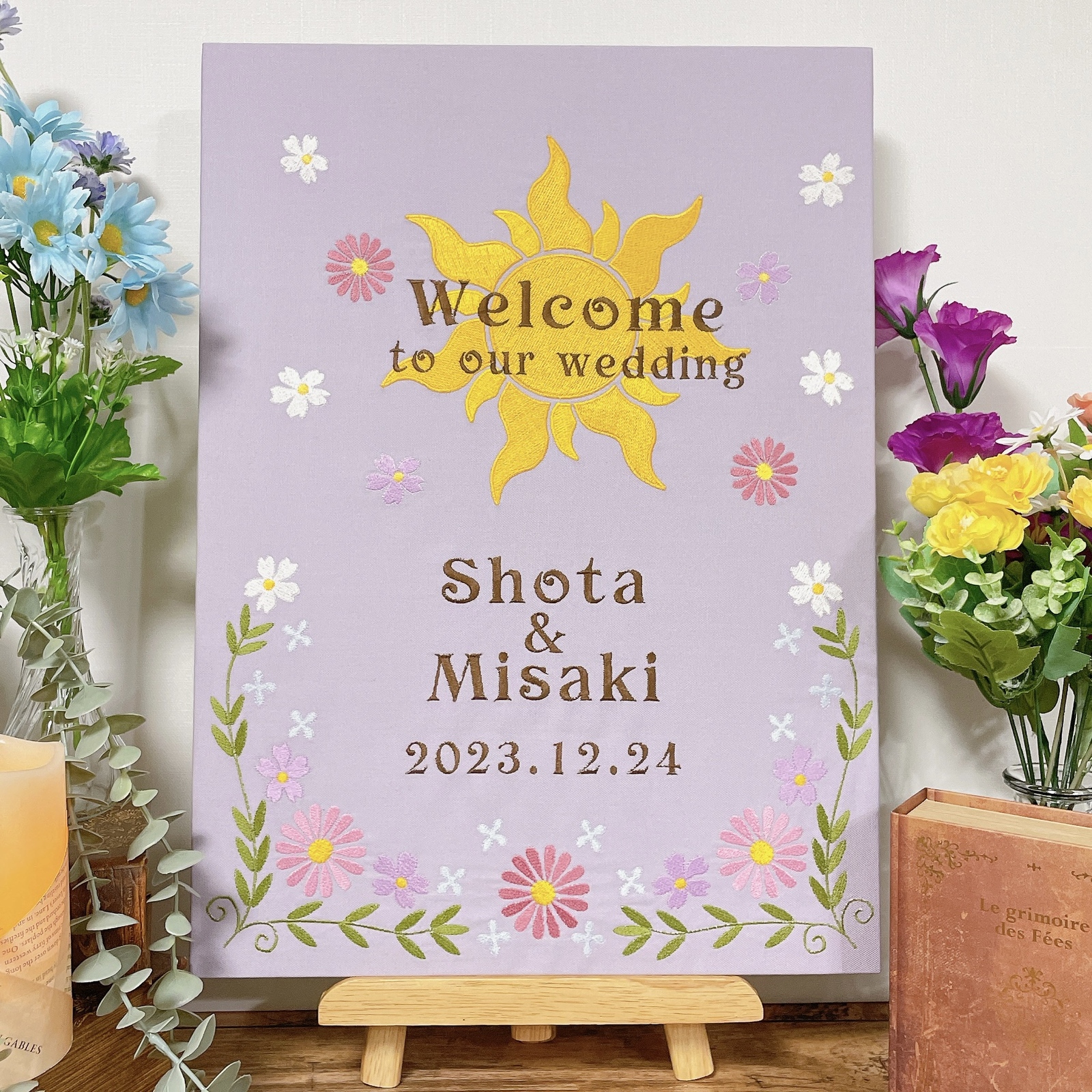 送料無料】ラプンツェル刺繍のウェルカムボード 結婚式 ウェディング