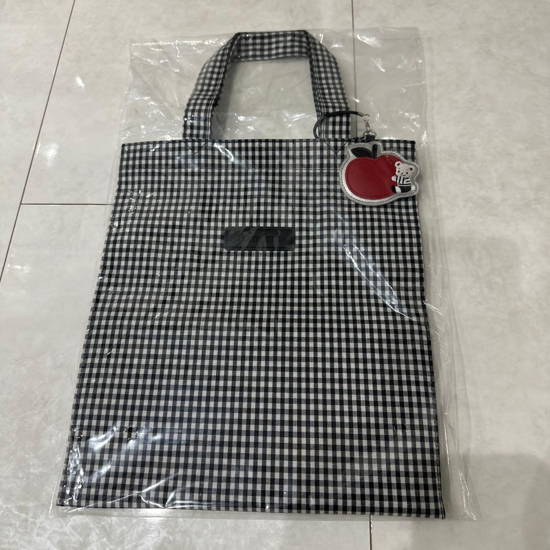 【新品未使用】ファミリア ギンガムチェック トートバッグ ブラック