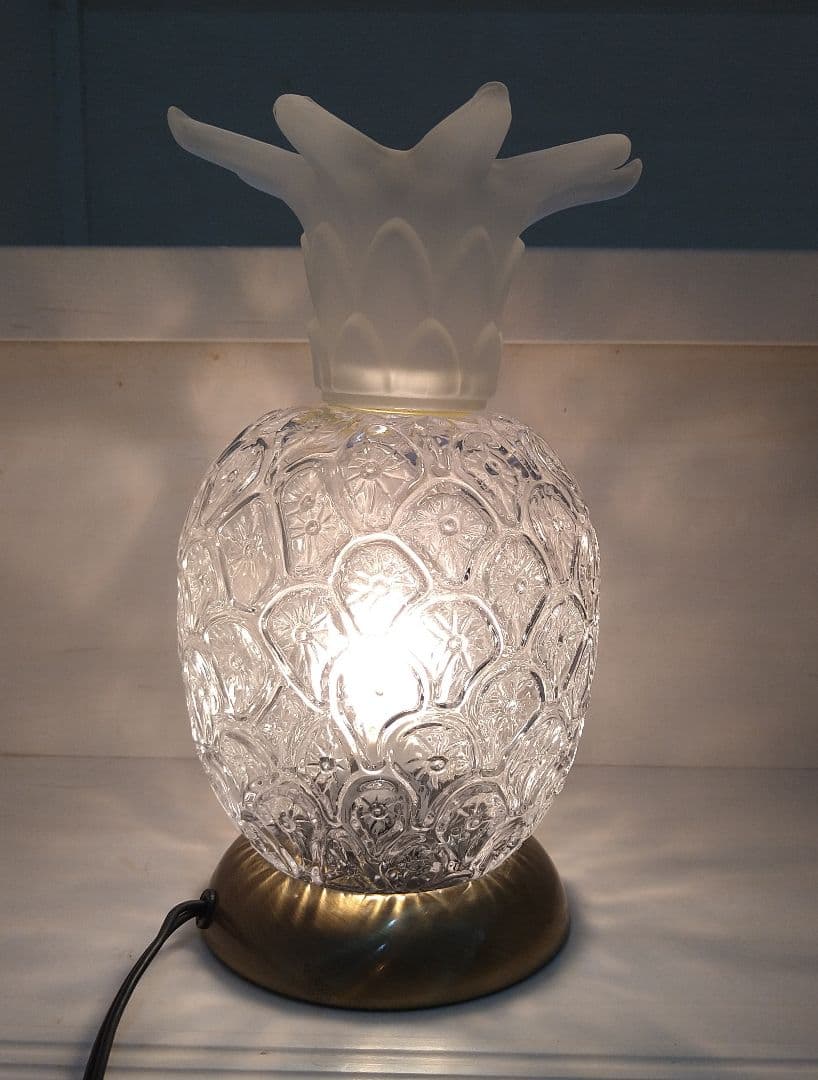 ★昭和レトロ★パイナップル型クリスタルライト ガラスランプ ヴィンテージ