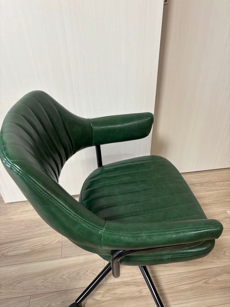 デスクチェア ヴィンテージ調 カフェ風 おしゃれ 肘.キャスター付き グリーン