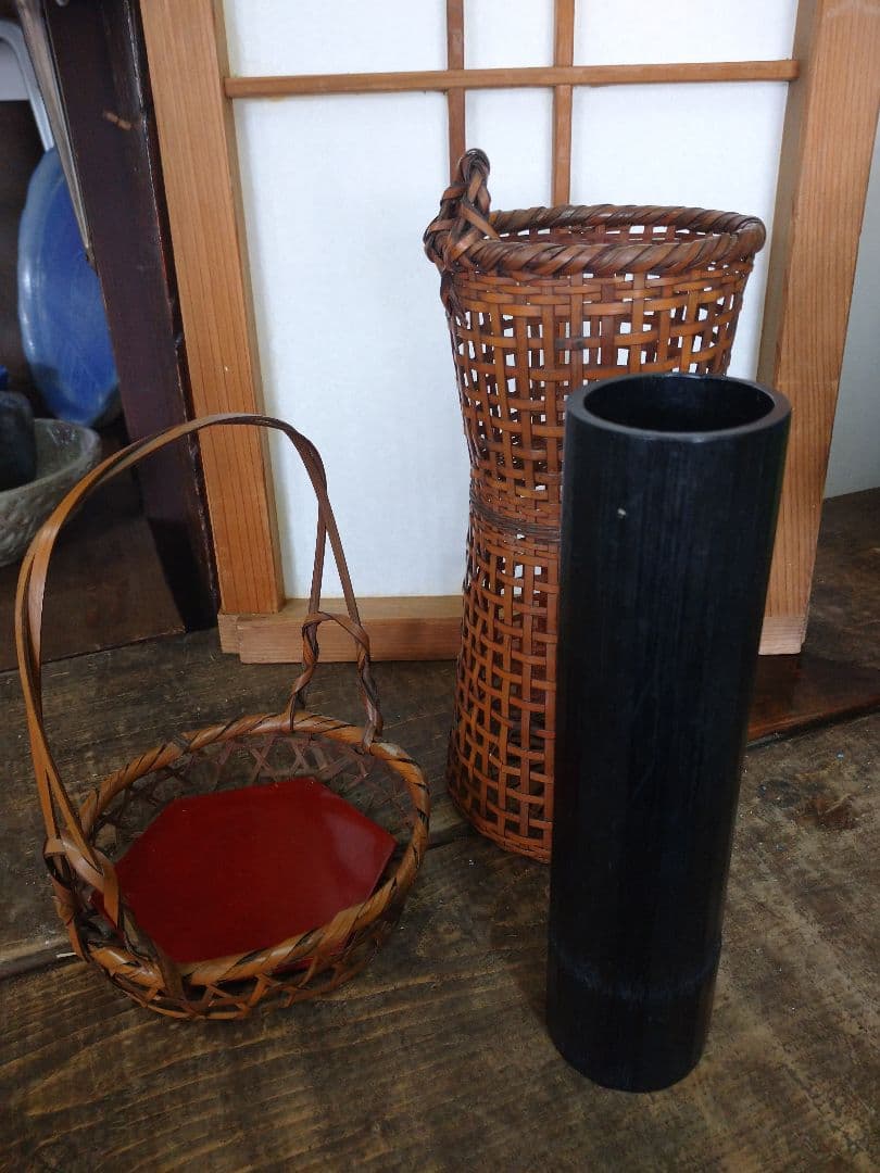 公長齋 小菅 竹 花入れ 菓子器.