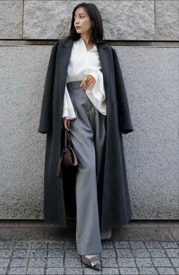 anuans リバーロングチェスターコート （CHARCOALGREY）