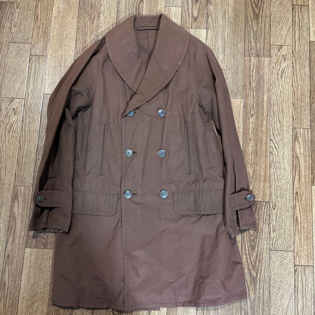 COMOLI ブラウン ダブルブレスト ステンカラーコート