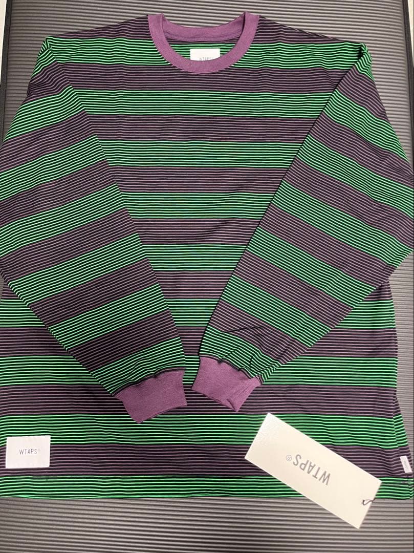WTAPS ストライプ長袖カットソー　緑　紫　L 新品未使用