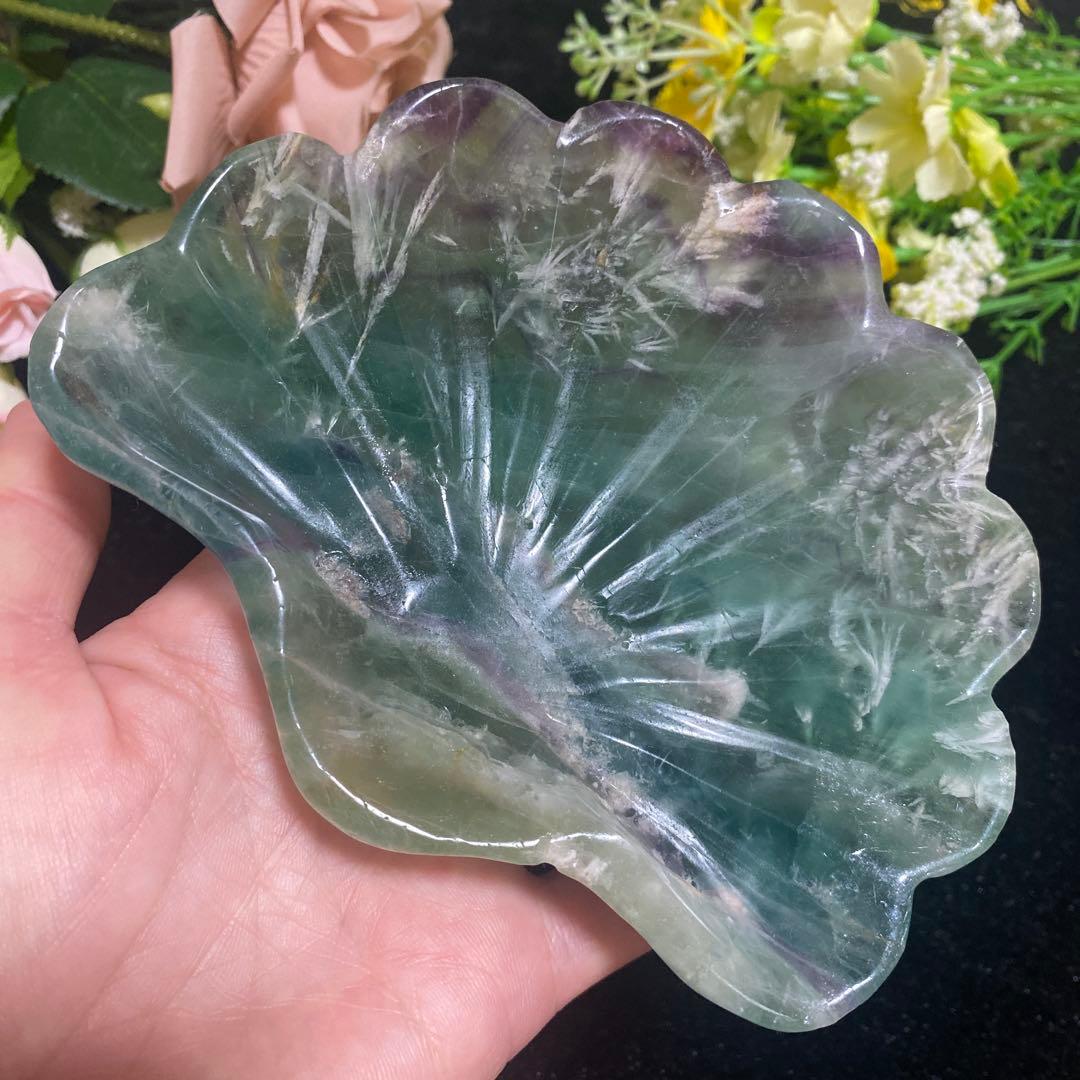 エンジェルフェザーフローライト シェルカービング お皿
