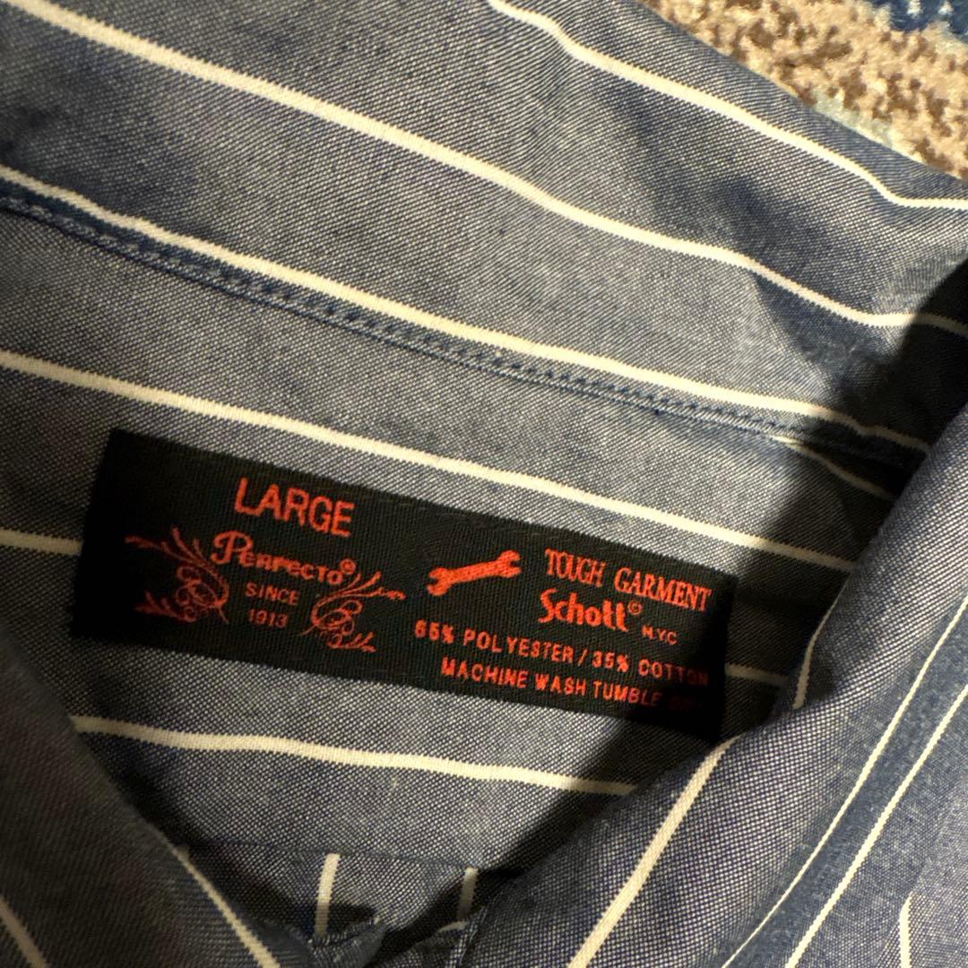 Schott ショット 刺繍 ワークシャツ ストライプ アメカジ バイク