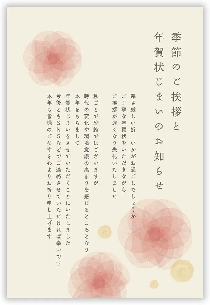 寒中見舞い（年賀状じまい文章）私製ハガキ 10枚入り【特選デザイナーズ】パピレイ