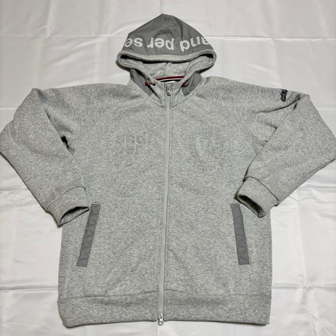 アンパスィ　and per se 長袖ダブルジップパーカー　グレー　LL
