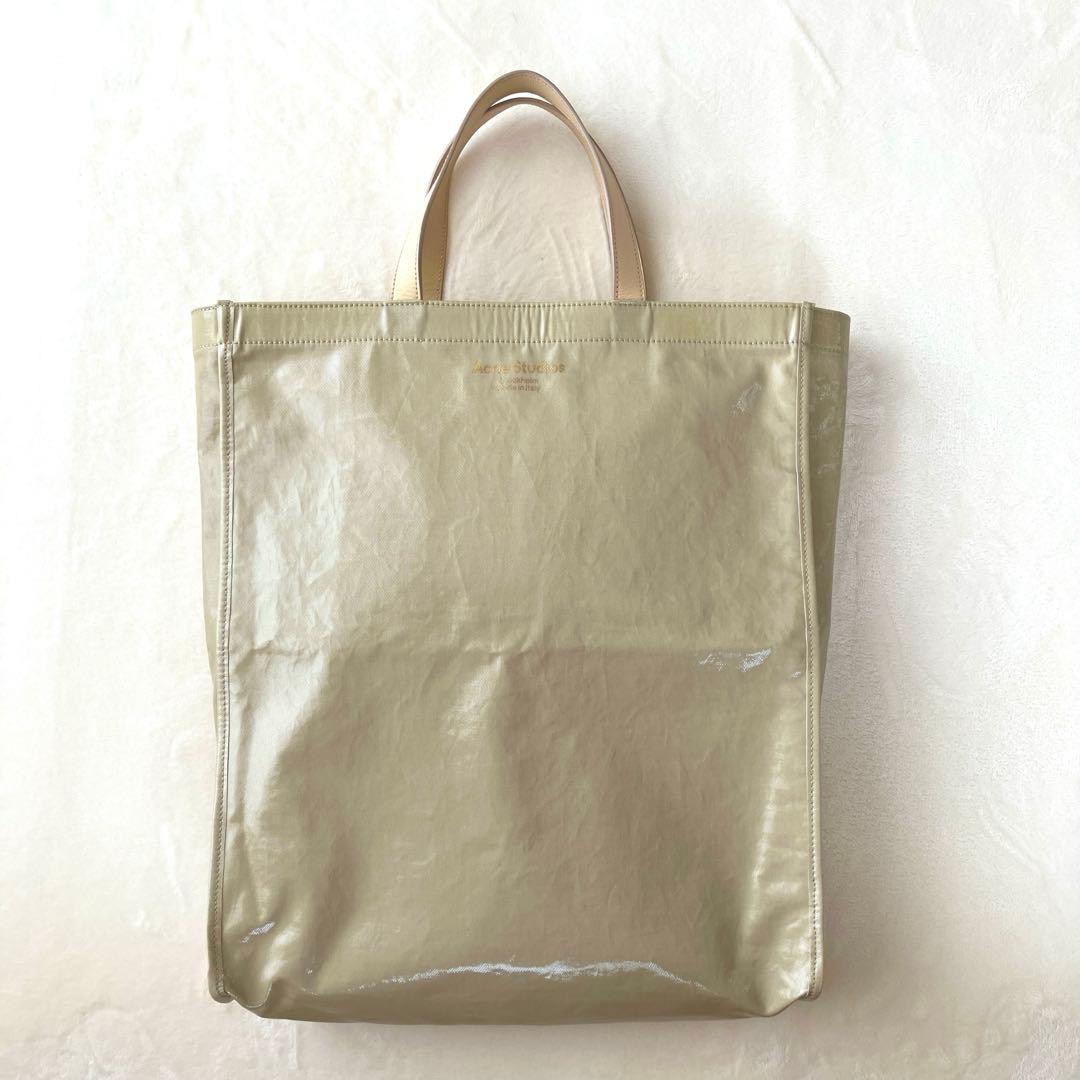 Acne studios アクネ オイルクロス シャイニートートバッグ ベージュ