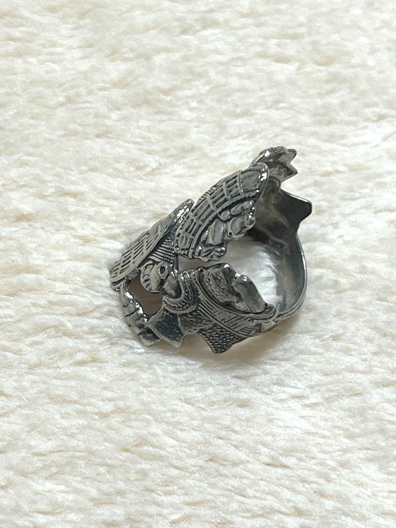 ヴィンテージ エスニック シルバー調リング 民族衣装モチーフ 約13号 個性派