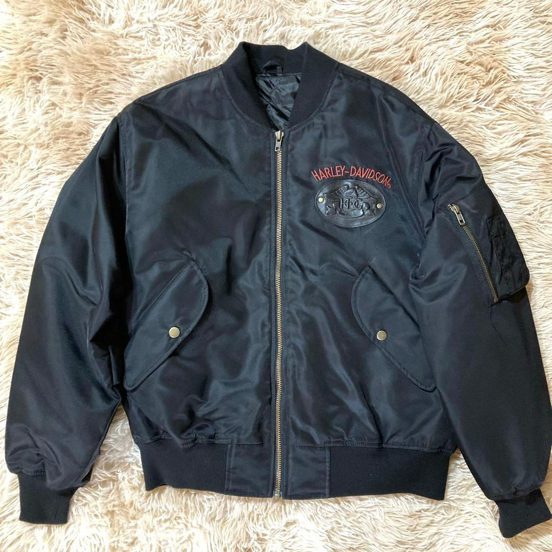 【希少ヴィンテージ】ハーレー H.O.G MA-1 イーグルタグ / 黒 / L