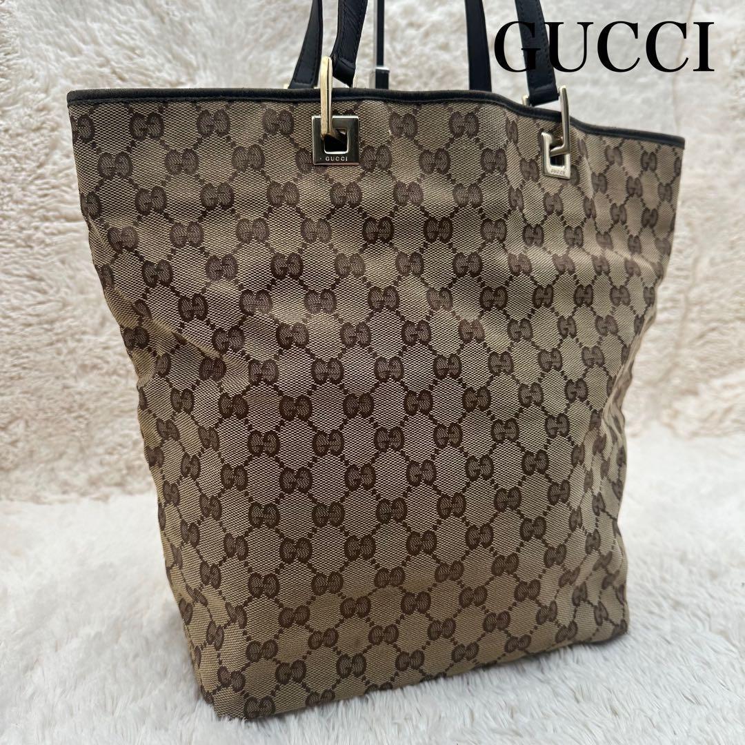 ✨美品✨グッチ　トートバッグ　GG柄　GGキャンバス　金具　キャンバス　ベージュ