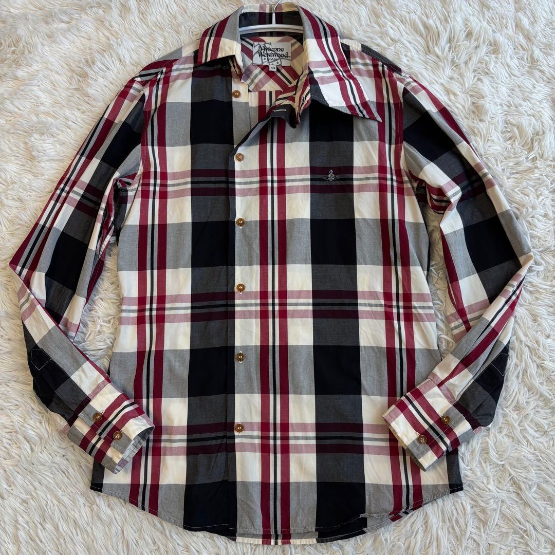 ヴィヴィアン アシンメトリー オーブロゴ チェック シャツ 長袖