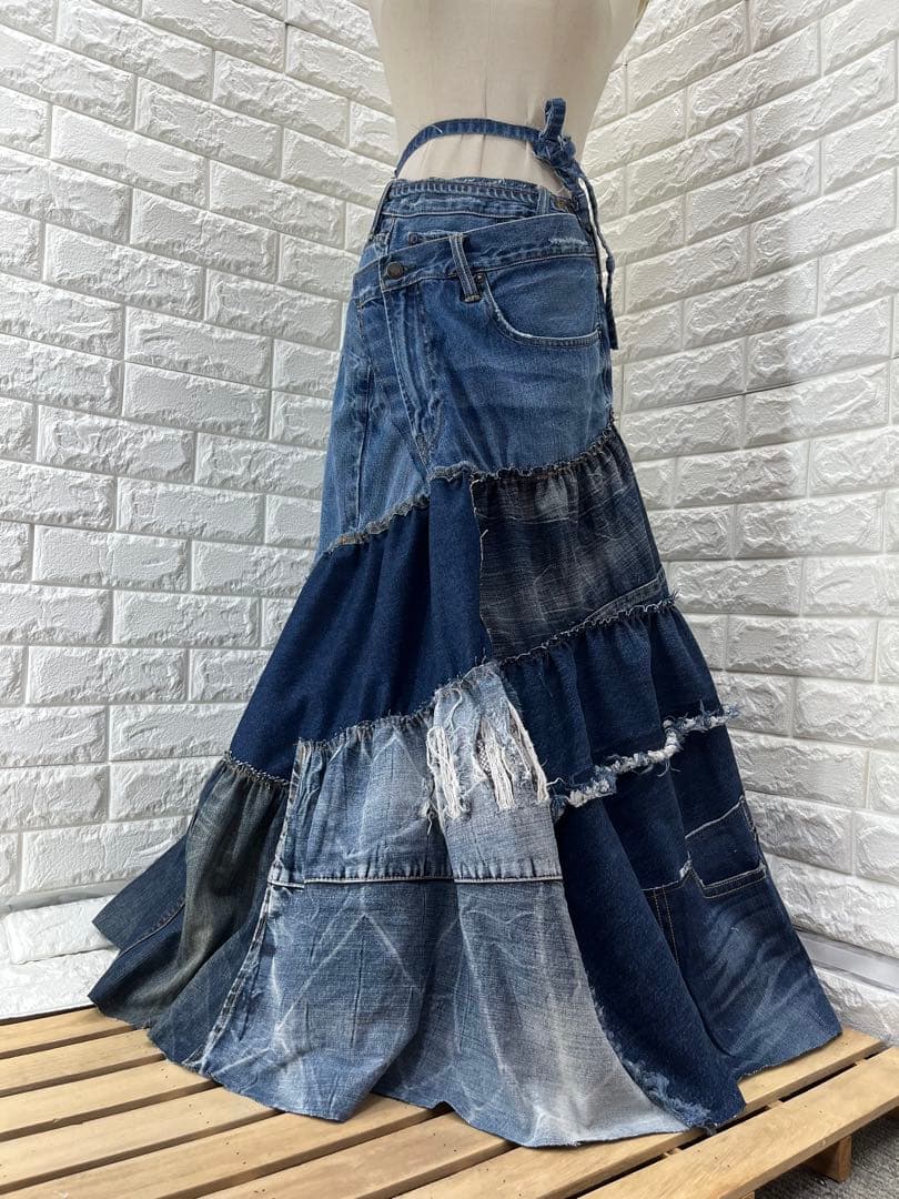 み*ん様 リメイクデニム　巻きスカート風フリルスカート