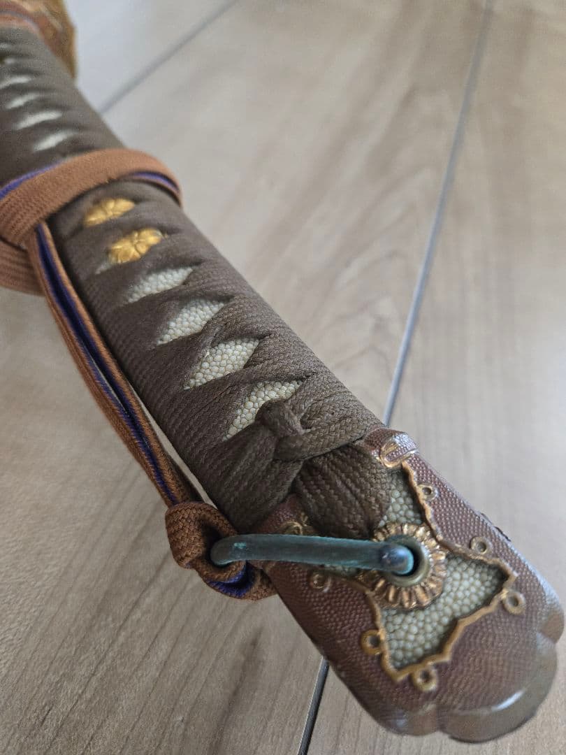 美品　陸軍九八式将校軍刀拵えのみ/番号揃い　刀緒付き　鉄鞘　残欠