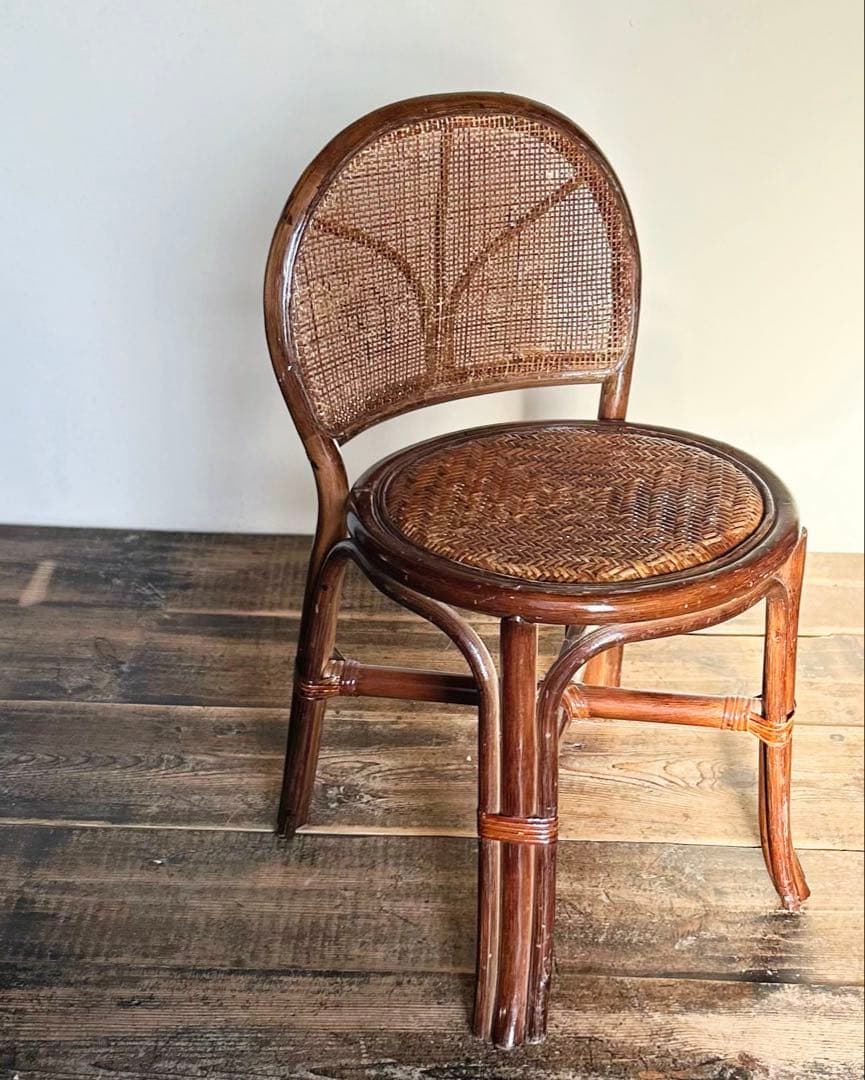 アンティーク 籐椅子 ラタンチェア 昭和中期 1950〜70年代 古家具 籐編み