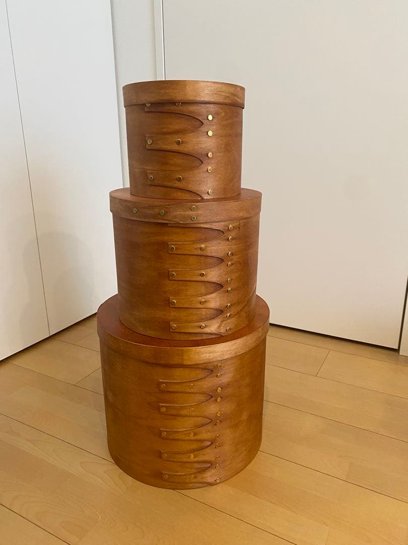 ART OF BLACK 大中小3個セット 天然木 ラウンド シェーカーボックス